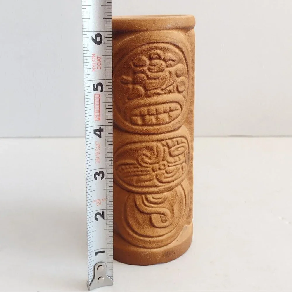 Vintage Ceramic Pottery Tiki Mug Cup Mendez Ruiz Aztec God Guatemala